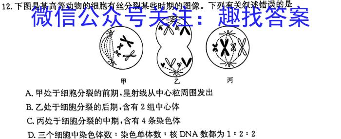 炎德·英才大联考2023届高三模拟试卷生物