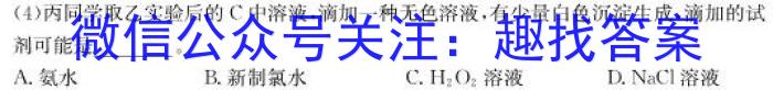 浙江省2022学年第二学期高一年级四校联考化学