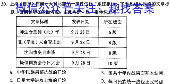 衡中同卷·2023届信息卷(一)1全国B卷历史