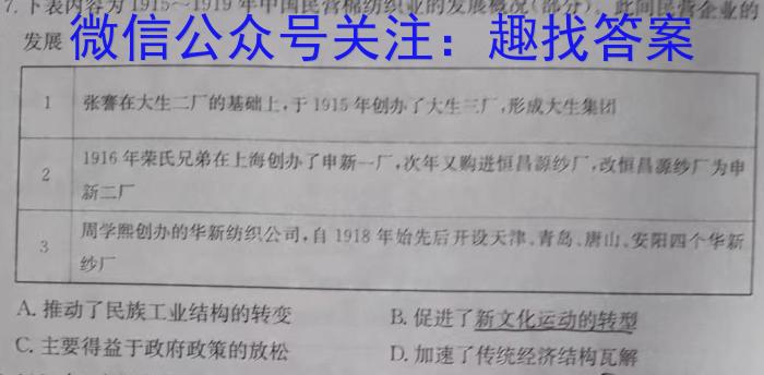 天一大联考2023年高考冲刺押题卷(六)6历史