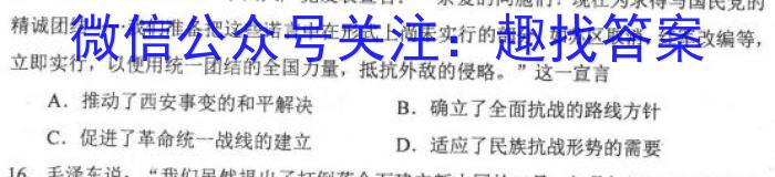 安徽省九年级2022-2023学年新课标闯关卷（十）AH历史试卷