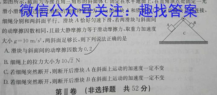 安徽省名校联考2025届第二学期高一年级开学考物理`