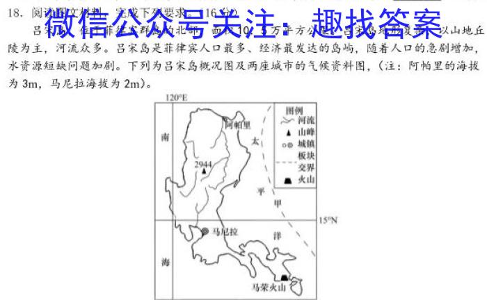 2023届吉林省高三试卷2月联考(23-323C)地理