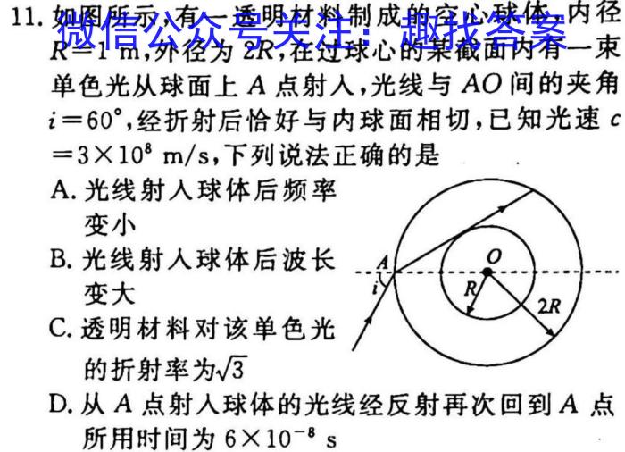 2023年普通高等学校招生全国统一考试 信息卷(一)1.物理