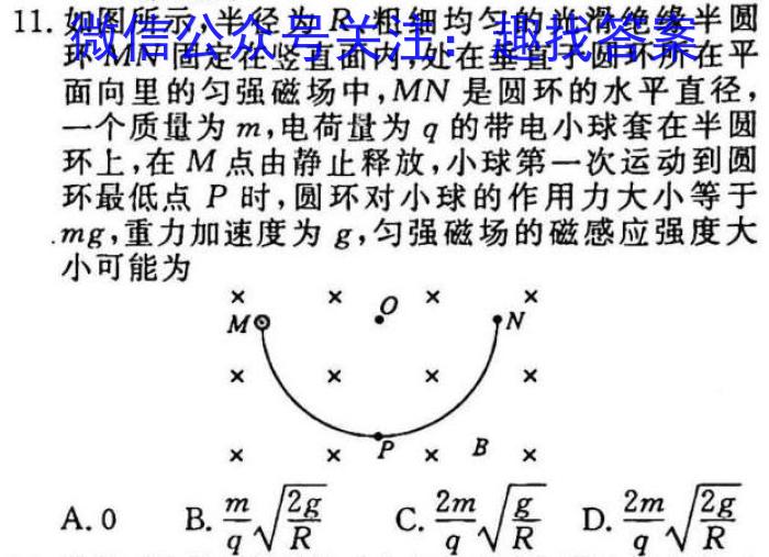 2023届九师联盟高三年级3月联考（新教材老高考）q物理