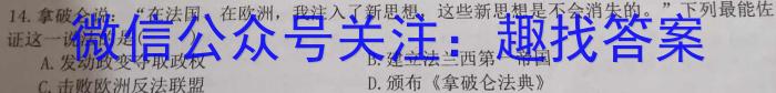 安徽省2023年九年级万友名校大联考试卷二历史