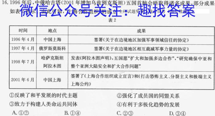 陕西省2023年初中毕业检测卷历史