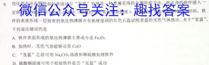 安徽省2023届同步达标月考卷·九年级2月摸底考试化学