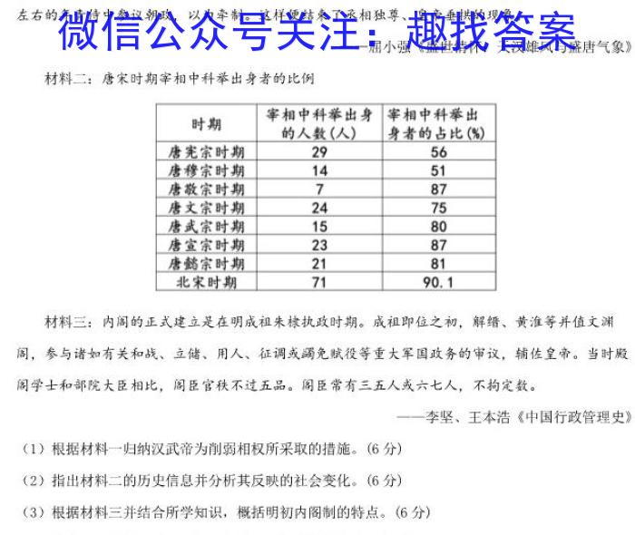 2023年普通高等学校招生全国统一考试模拟试卷（一）历史