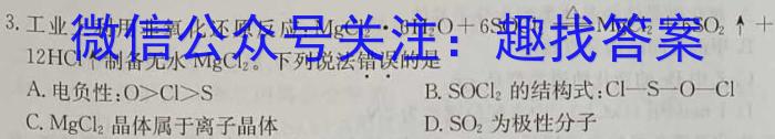 2023河南九师联盟高三2月联考化学