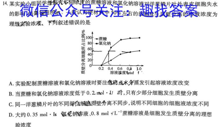 2023届先知模拟卷(四)4生物