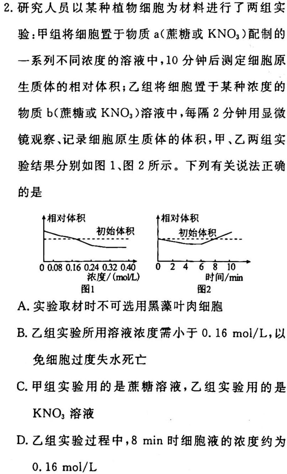 陕西省2023年初中毕业检测卷生物
