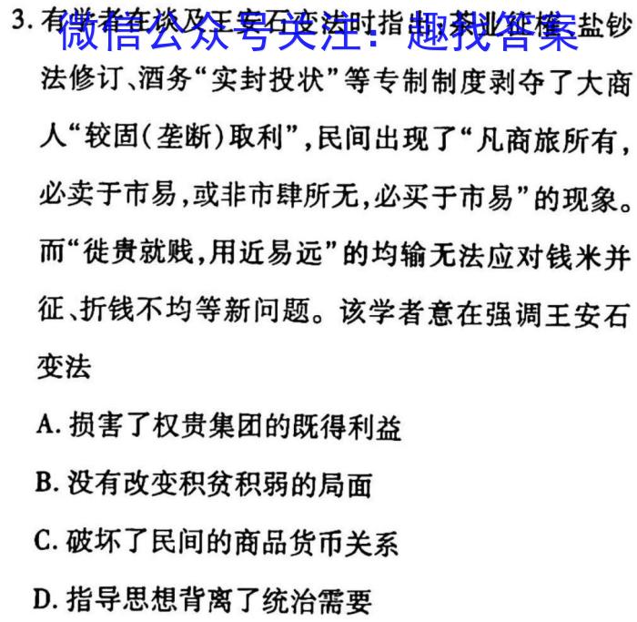 【二轮模拟】中考导航总复习·模拟·冲刺卷（三）历史