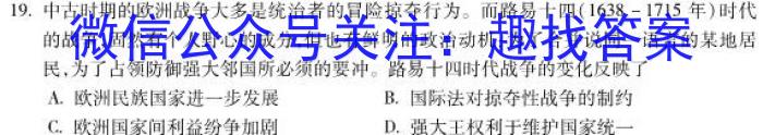 安徽省中考必刷卷·2023年名校内部卷（五）历史