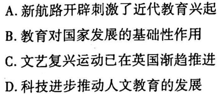 2022-2023下学年高三年级TOP二十名校二月调研考试历史