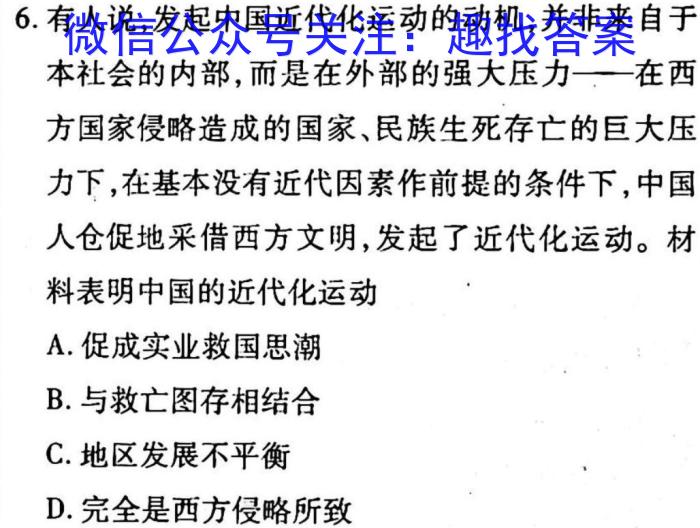 2023年陕西省初中学业水平考试·全真模拟（三）B卷历史