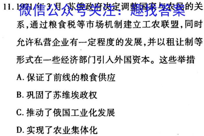 安徽省利辛县2023年九年级4月联考历史