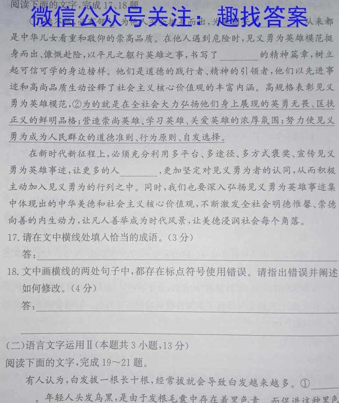 九师联盟 2022-2023学年高三2月质量检测XG语文