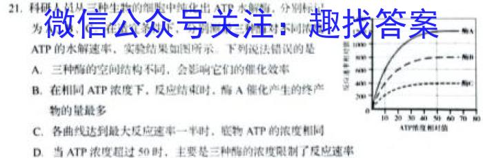 安徽省2023年九年级万友名校大联考试卷一生物试卷答案