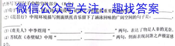 安徽省2023年九年级第一次教学质量检测(23-CZ140c)语文