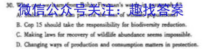 百校联赢·2023安徽名校大联考一英语