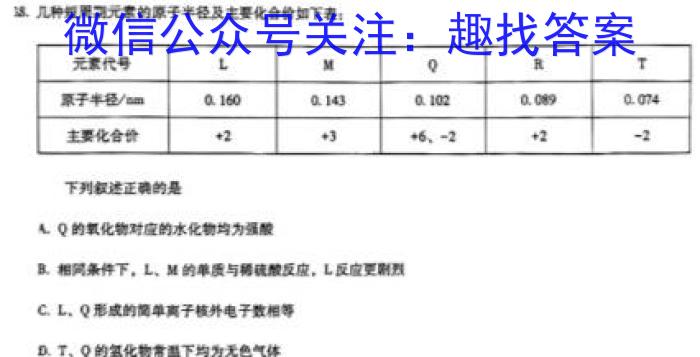 衡中同卷信息卷2023全国卷(一)化学