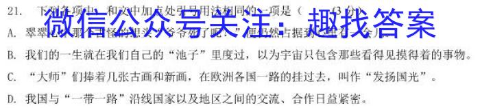 天利38套河北省2023年初中毕业生升学文化课考试押题卷(八)语文