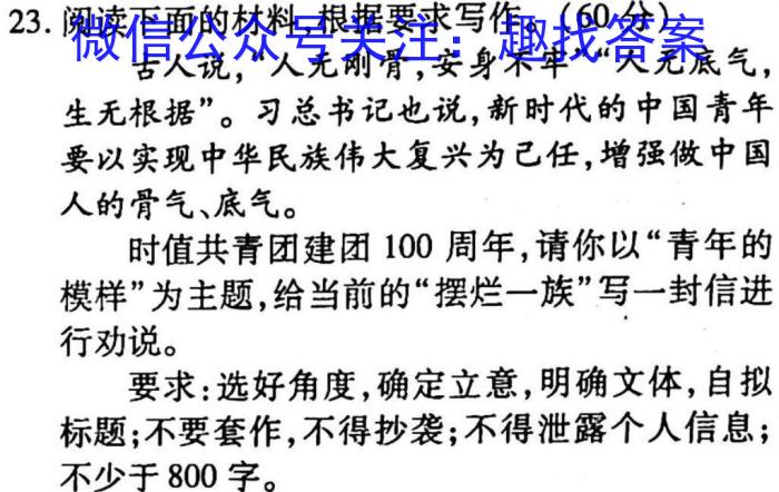 安徽省2023年最新中考模拟示范卷（二）语文