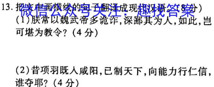 安徽省2024届同步达标自主练习·八年级第五次考试语文