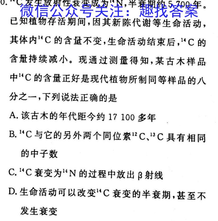 2023年河南普通高中毕业班高考适应性考试（3月）物理`