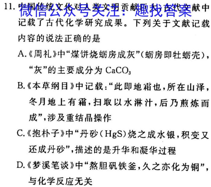 安徽省九年级2024-2023学年新课标闯关卷（十）AH化学