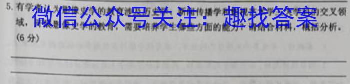 安师联盟2023年中考权威预测模拟考试（五）语文