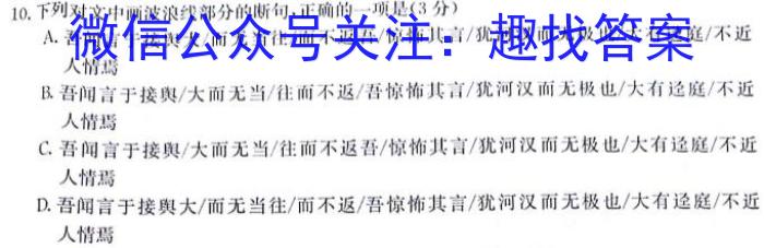 湖北省七市州教研办作体(2023高三七校联合调研)语文