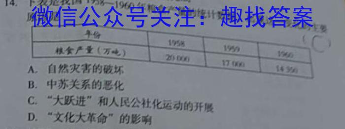 2023届名校之约·中考导向总复习模拟样卷(五)5历史