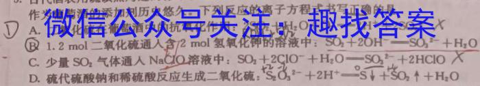2023年河南省普通高中毕业班高考适应性测试化学
