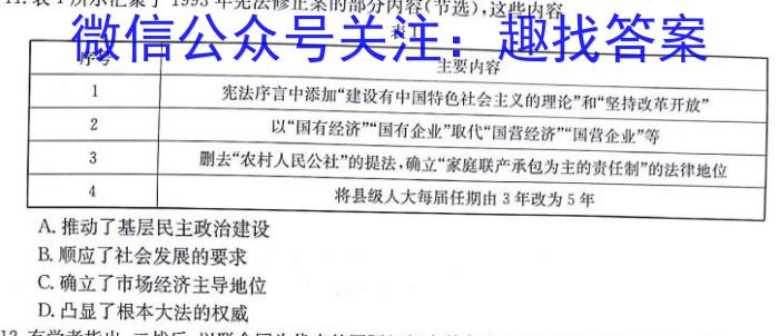 安徽省2023届第二学期九年级作业辅导练习历史