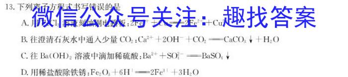 2025届高一年级百万联考化学