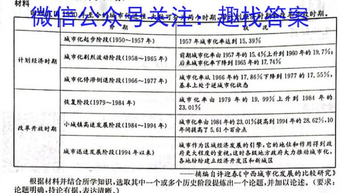 2023年“万友”名校大联考试卷(一)1历史