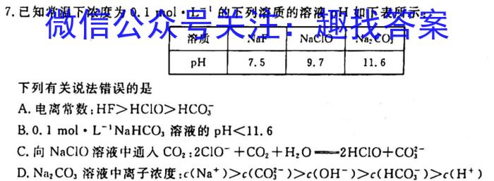 安徽省2023年名校之约·中考导向总复习模拟样卷（九）化学