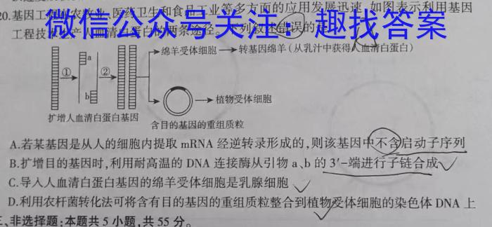 泉州三检泉州市2023届高中毕业班质量检测(三)生物