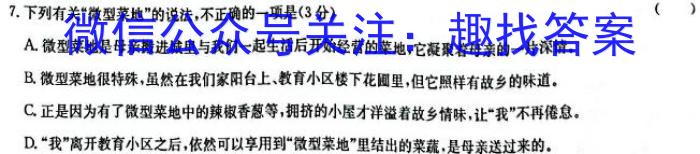 2023届九师联盟高三年级3月联考（新教材老高考）语文