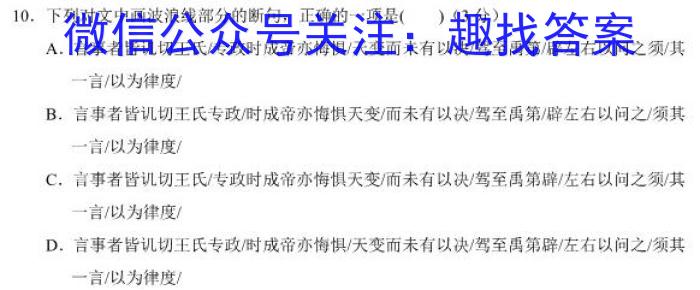 湖南省永州市2023年初中学业水平考试模拟试卷（四）语文