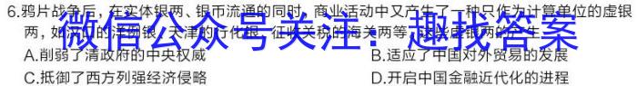 安徽省中考必刷卷·2023年名校内部卷（一）历史