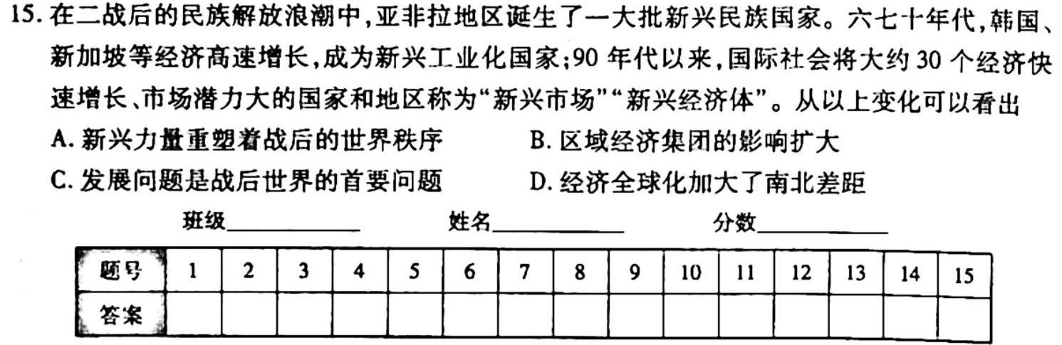 [济宁一模]2023年济宁市高考模拟考试(2023.03)历史试题及答案