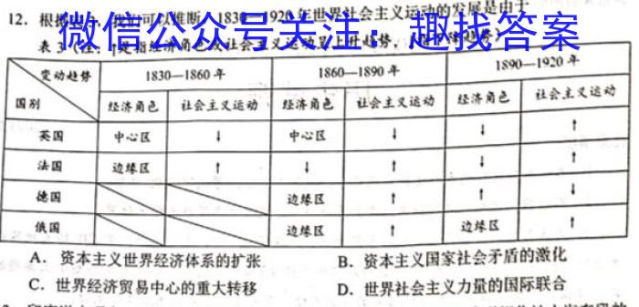 中考必刷卷·安徽省2023年安徽中考第一轮复习卷(三)3历史