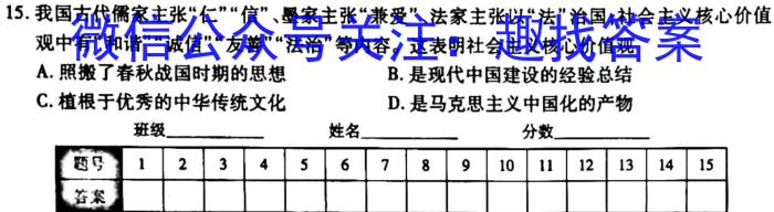 【陕西】2023年商洛市第一次高考模拟检测试卷（23-347C）历史