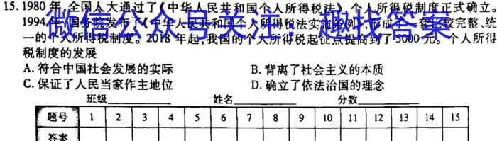 【晋中二模】山西省晋中市2023届高三第二次模拟考试历史