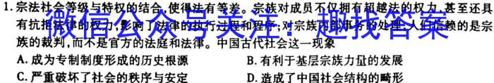 安徽省2023届九年级下学期教学评价一历史