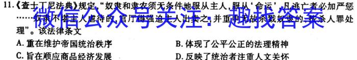 安徽省2025届同步达标自主练习·七年级第五次考试历史