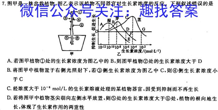 安徽省2023届高三年级3月模拟考试（233451D）生物